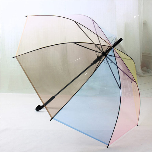레인보우 투명 우산 반자동버튼 감성